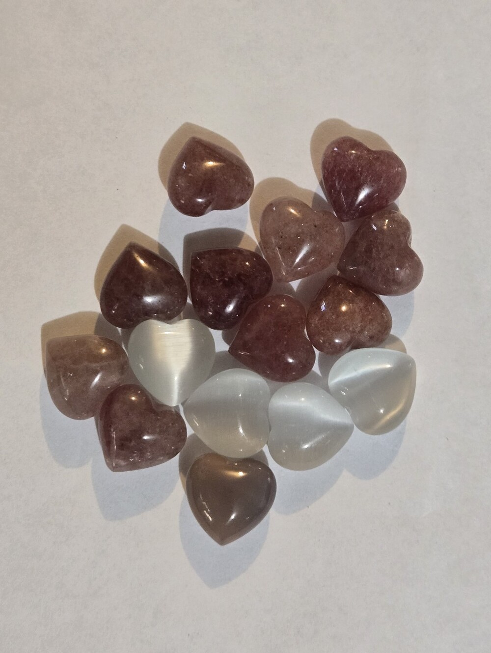 Assorted Heart-Shaped Gemstone Mix - Rose and Pearl Tones